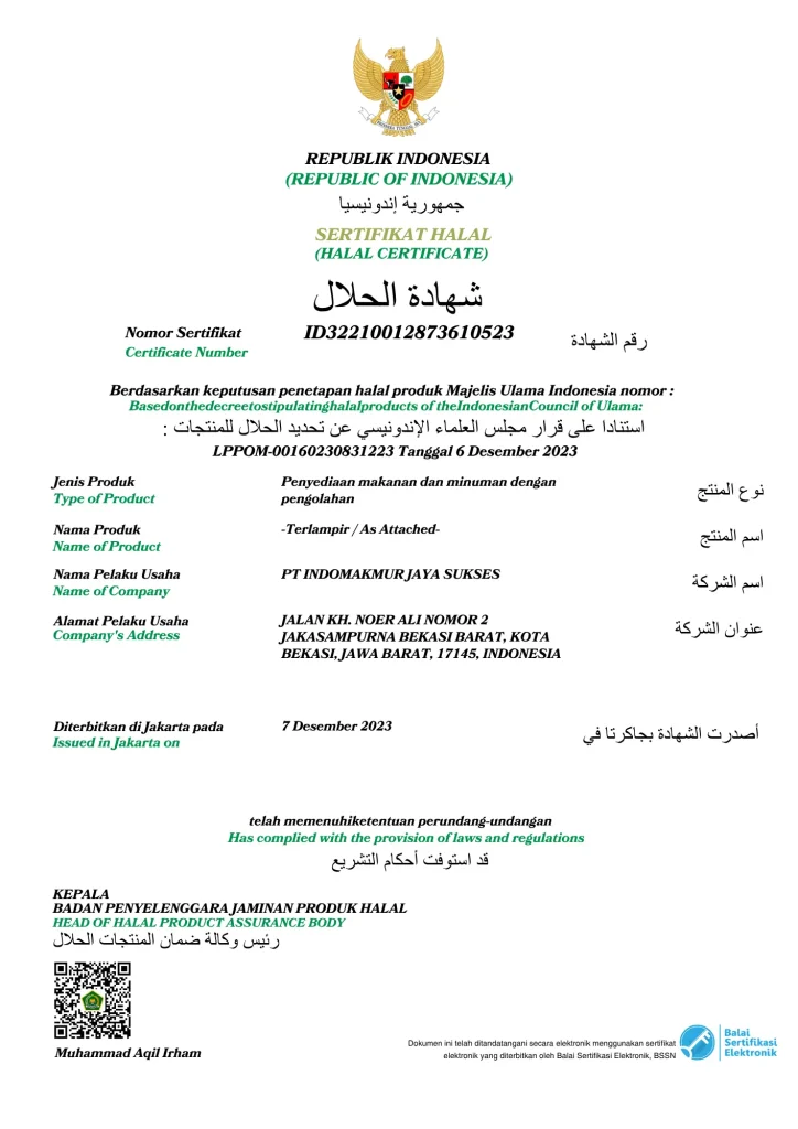 Sertifikat Halal Kharisma Bahari
